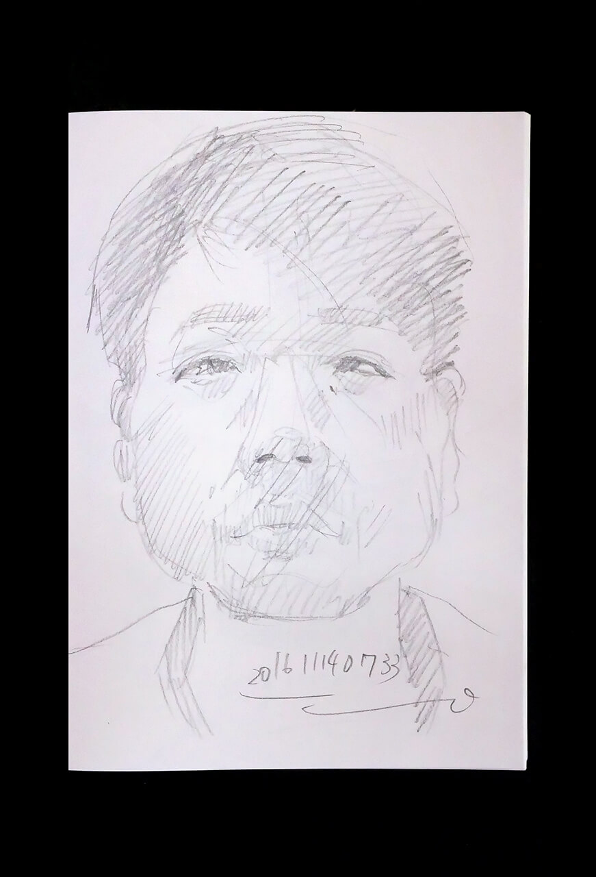 Contemporary artist SHINTAKU Tomoni's 2016/11/14 Self-portrait or pencil drawing
