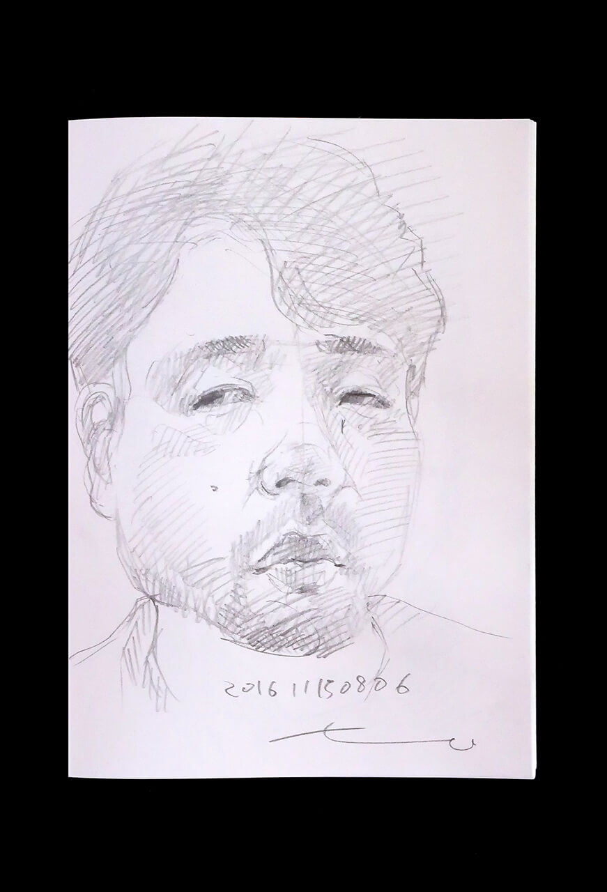 Contemporary artist SHINTAKU Tomoni's 2016/11/15 Self-portrait or pencil drawing