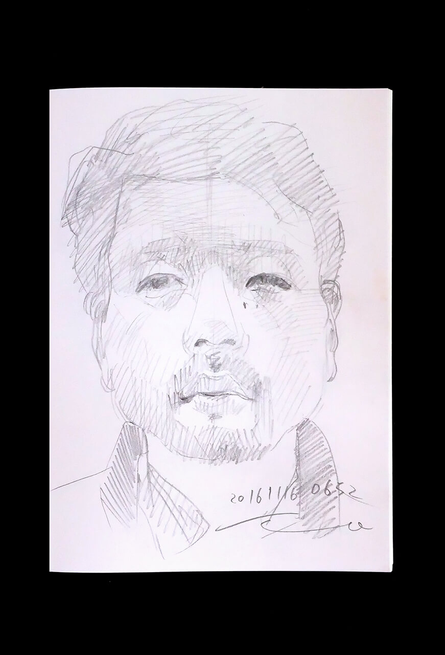 Contemporary artist SHINTAKU Tomoni's 2016/11/16 Self-portrait or pencil drawing