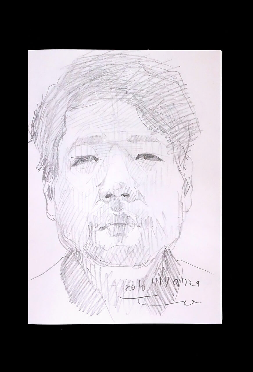 Contemporary artist SHINTAKU Tomoni's 2016/11/17 Self-portrait or pencil drawing