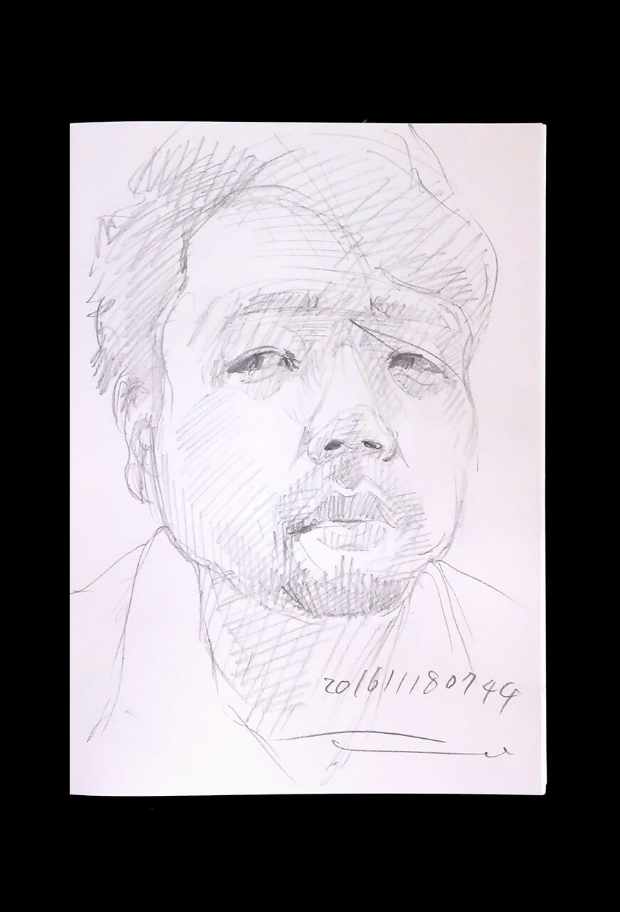 Contemporary artist SHINTAKU Tomoni's 2016/11/18 Self-portrait or pencil drawing