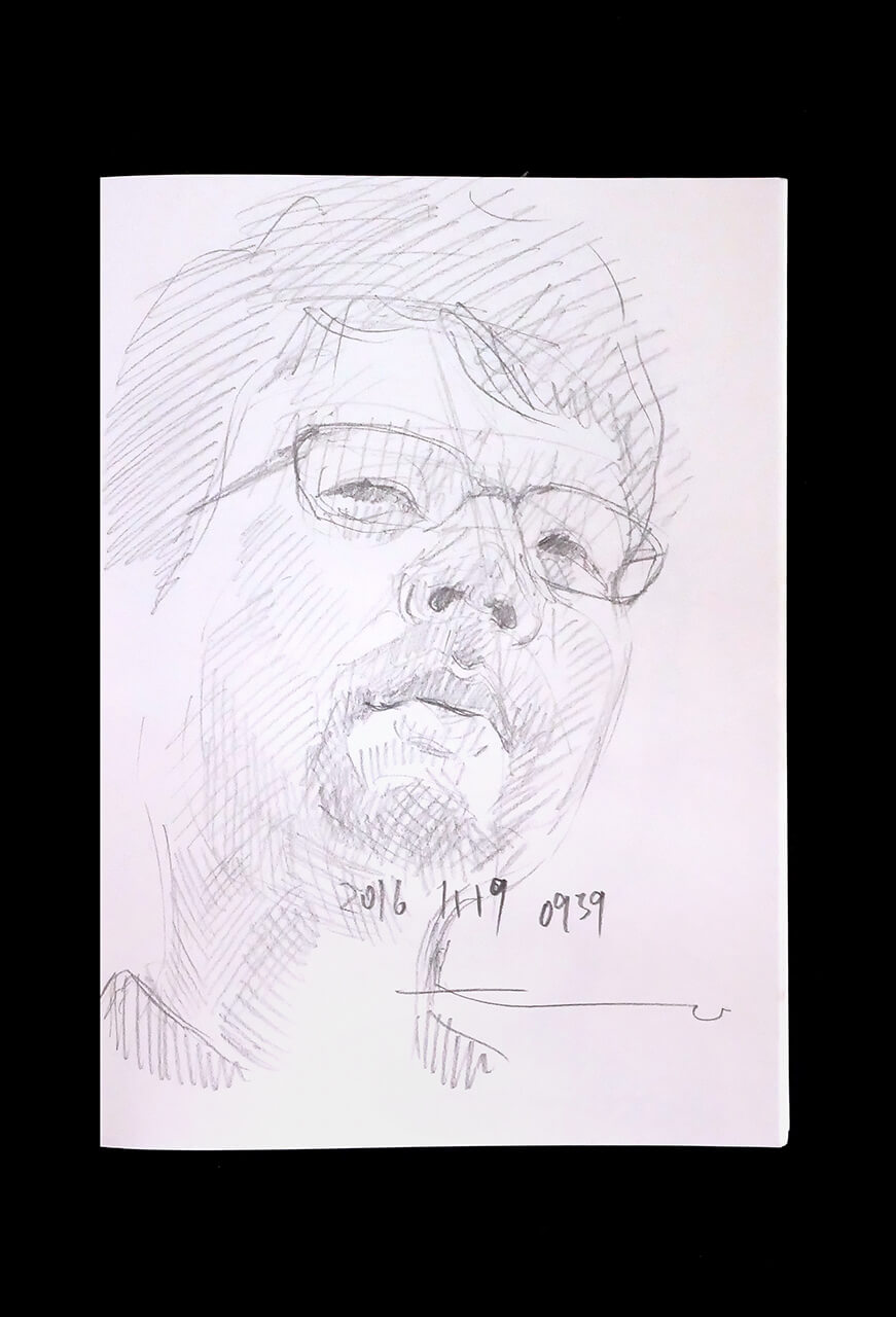 Contemporary artist SHINTAKU Tomoni's 2016/11/19 Self-portrait or pencil drawing