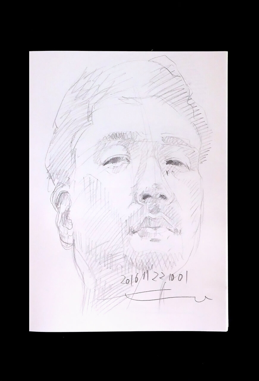 Contemporary artist SHINTAKU Tomoni's 2016/11/22 Self-portrait or pencil drawing