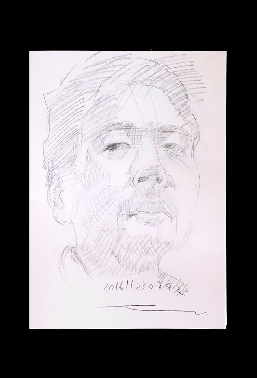 Contemporary artist SHINTAKU Tomoni's 2016/11/23 Self-portrait or pencil drawing