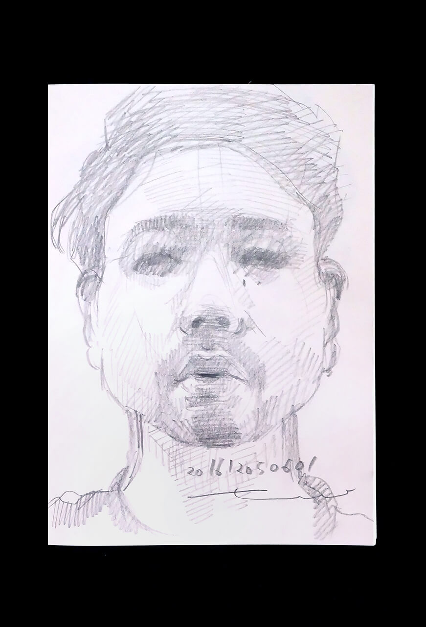 Contemporary artist SHINTAKU Tomoni's 2016/12/5 Self-portrait or pencil drawing