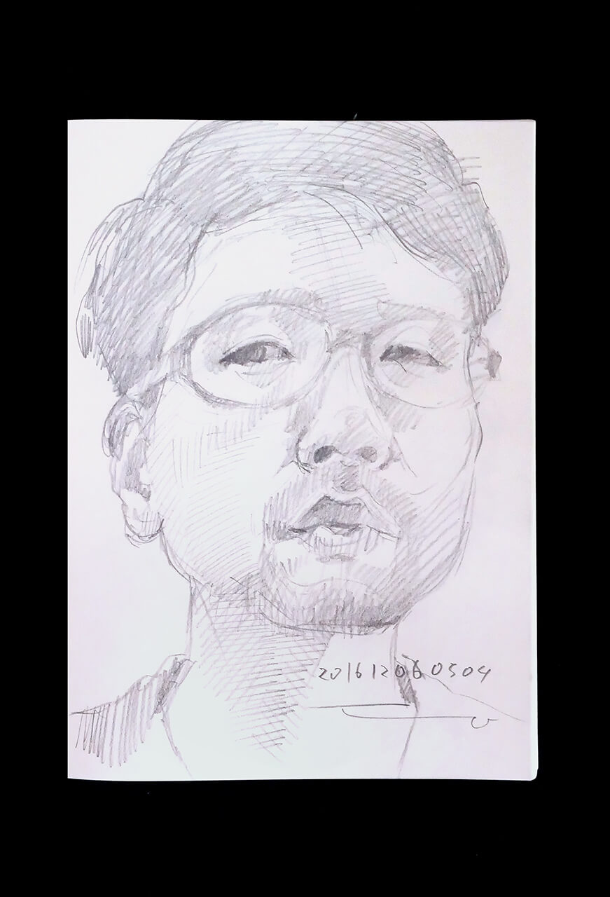 Contemporary artist SHINTAKU Tomoni's 2016/12/6 Self-portrait or pencil drawing