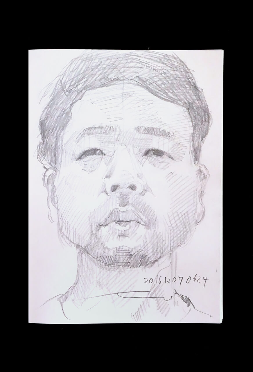 Contemporary artist SHINTAKU Tomoni's 2016/12/7 Self-portrait or pencil drawing