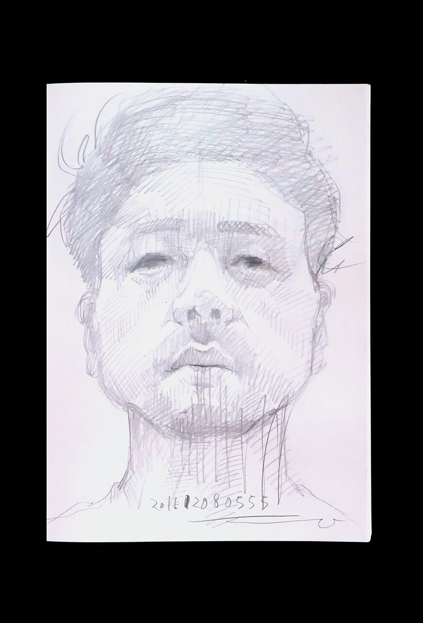Contemporary artist SHINTAKU Tomoni's 2016/12/8 Self-portrait or pencil drawing