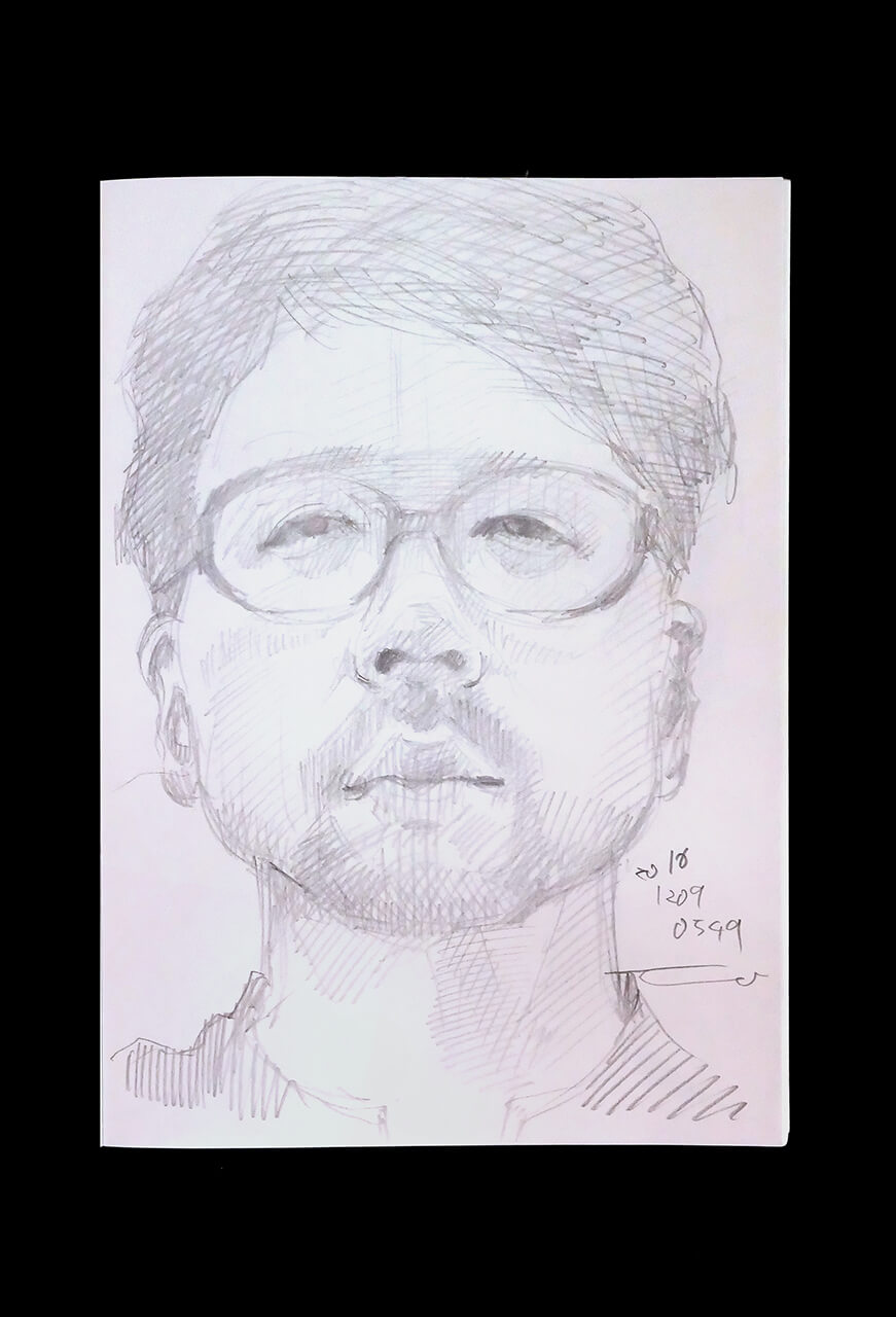 Contemporary artist SHINTAKU Tomoni's 2016/12/9 Self-portrait or pencil drawing