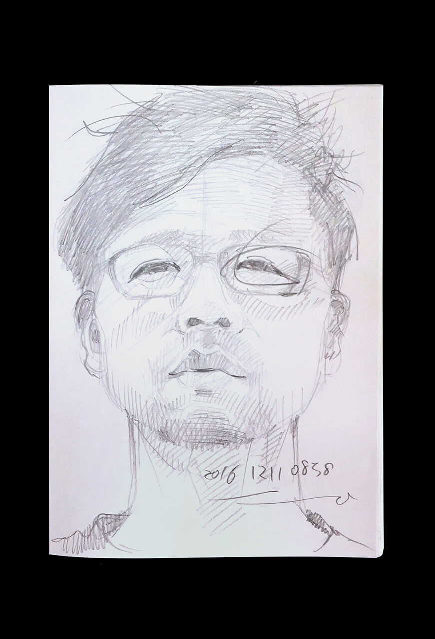 Contemporary artist SHINTAKU Tomoni's 2016/12/11 Self-portrait or pencil drawing