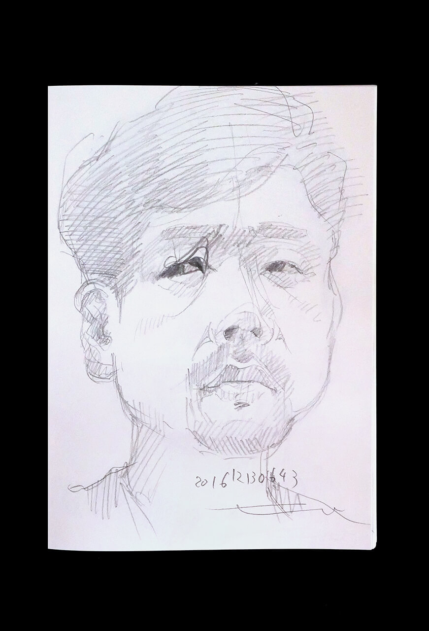 Contemporary artist SHINTAKU Tomoni's 2016/12/13 Self-portrait or pencil drawing