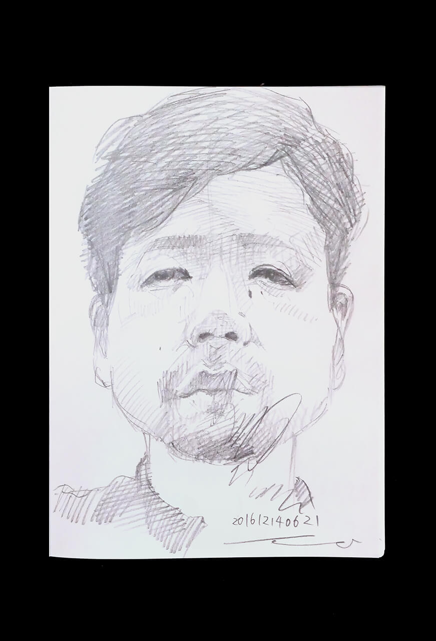 Contemporary artist SHINTAKU Tomoni's 2016/12/14 Self-portrait or pencil drawing
