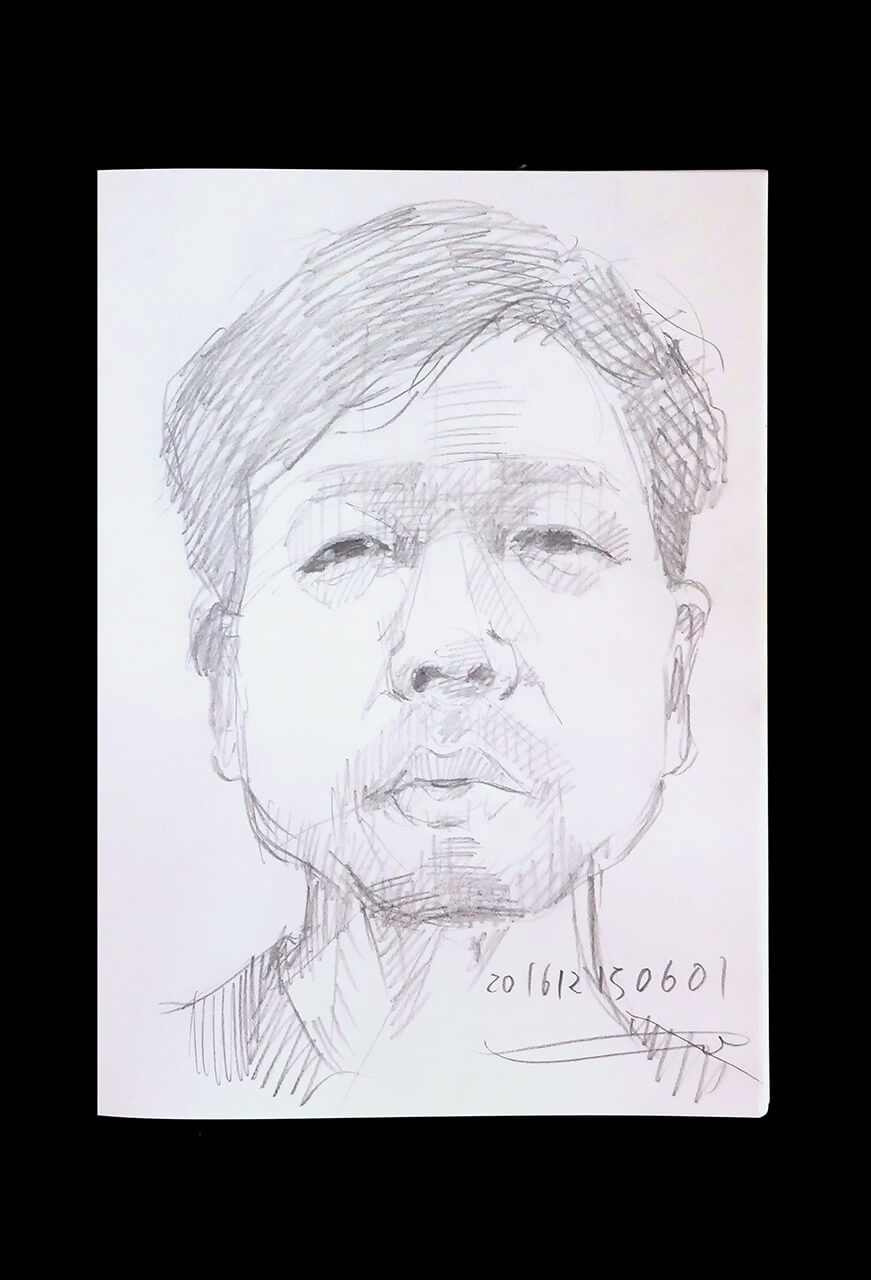 Contemporary artist SHINTAKU Tomoni's 2016/12/15 Self-portrait or pencil drawing