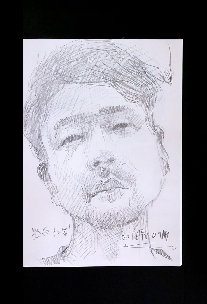 Contemporary artist SHINTAKU Tomoni's 2016/12/18 Self-portrait or pencil drawing