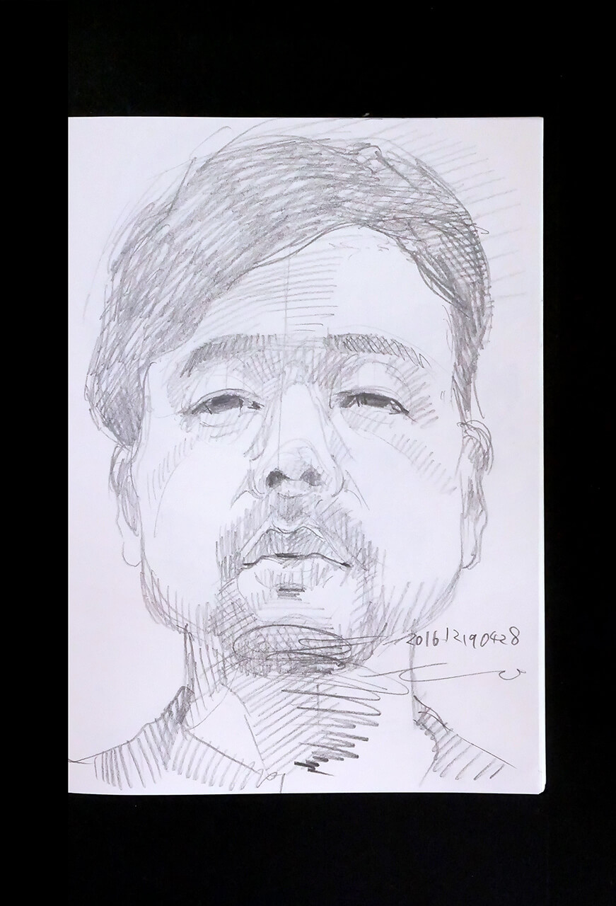 Contemporary artist SHINTAKU Tomoni's 2016/12/19 Self-portrait or pencil drawing