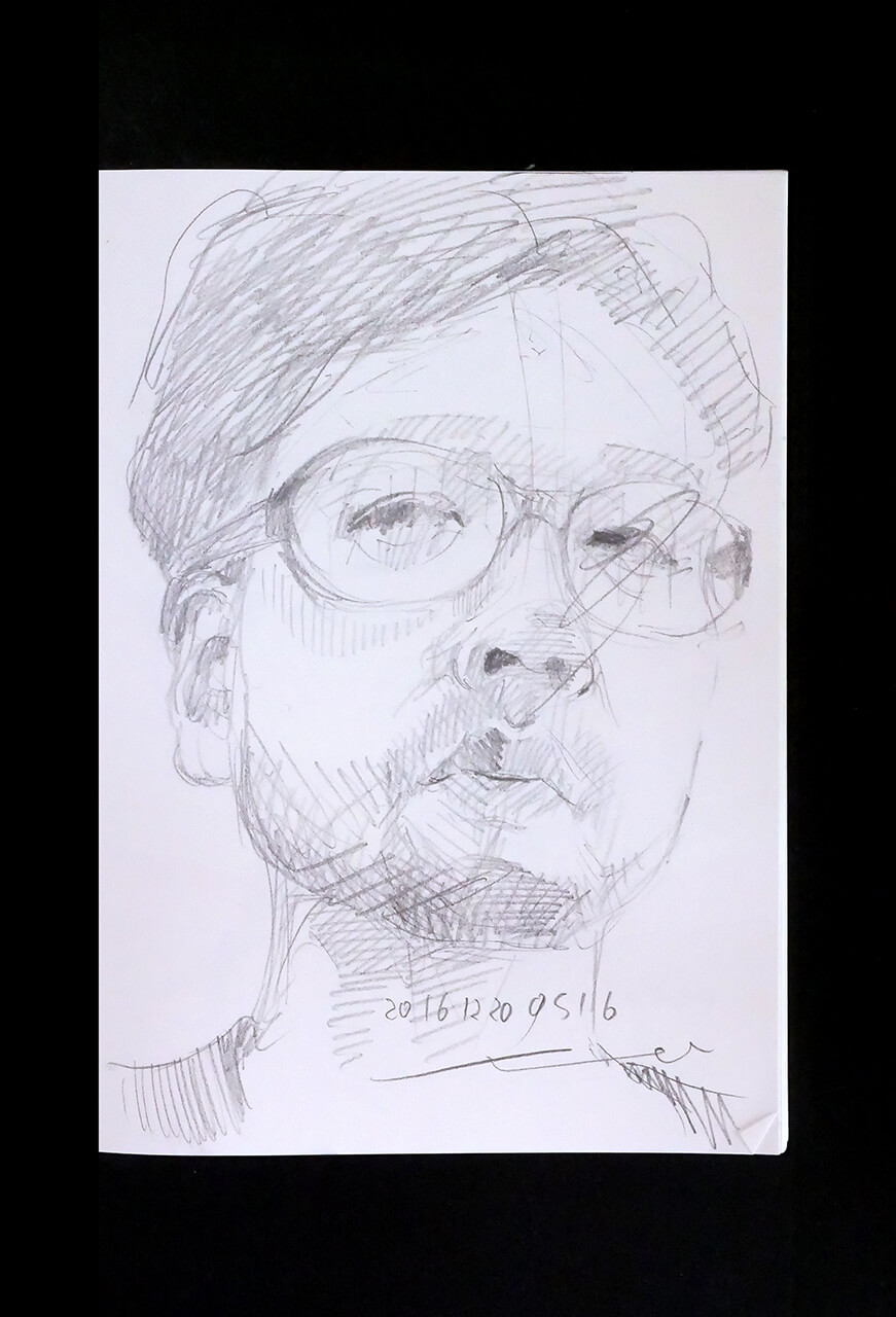 Contemporary artist SHINTAKU Tomoni's 2016/12/20 Self-portrait or pencil drawing