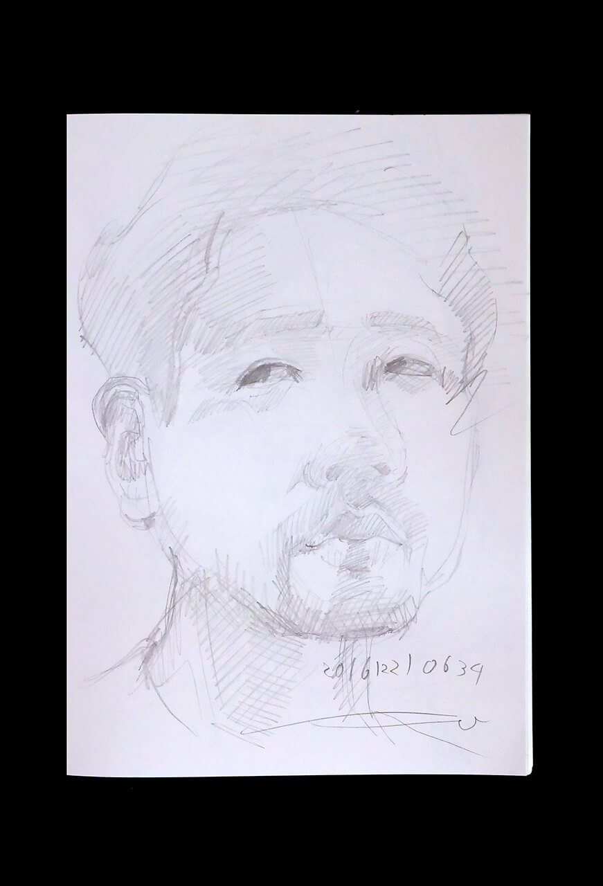 Contemporary artist SHINTAKU Tomoni's 2016/12/21 Self-portrait or pencil drawing