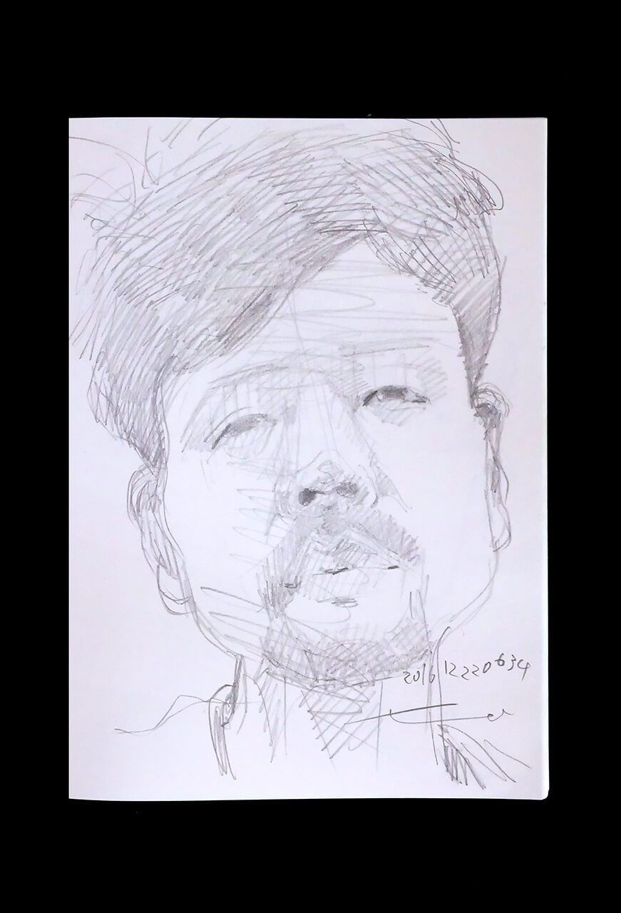 Contemporary artist SHINTAKU Tomoni's 2016/12/22 Self-portrait or pencil drawing