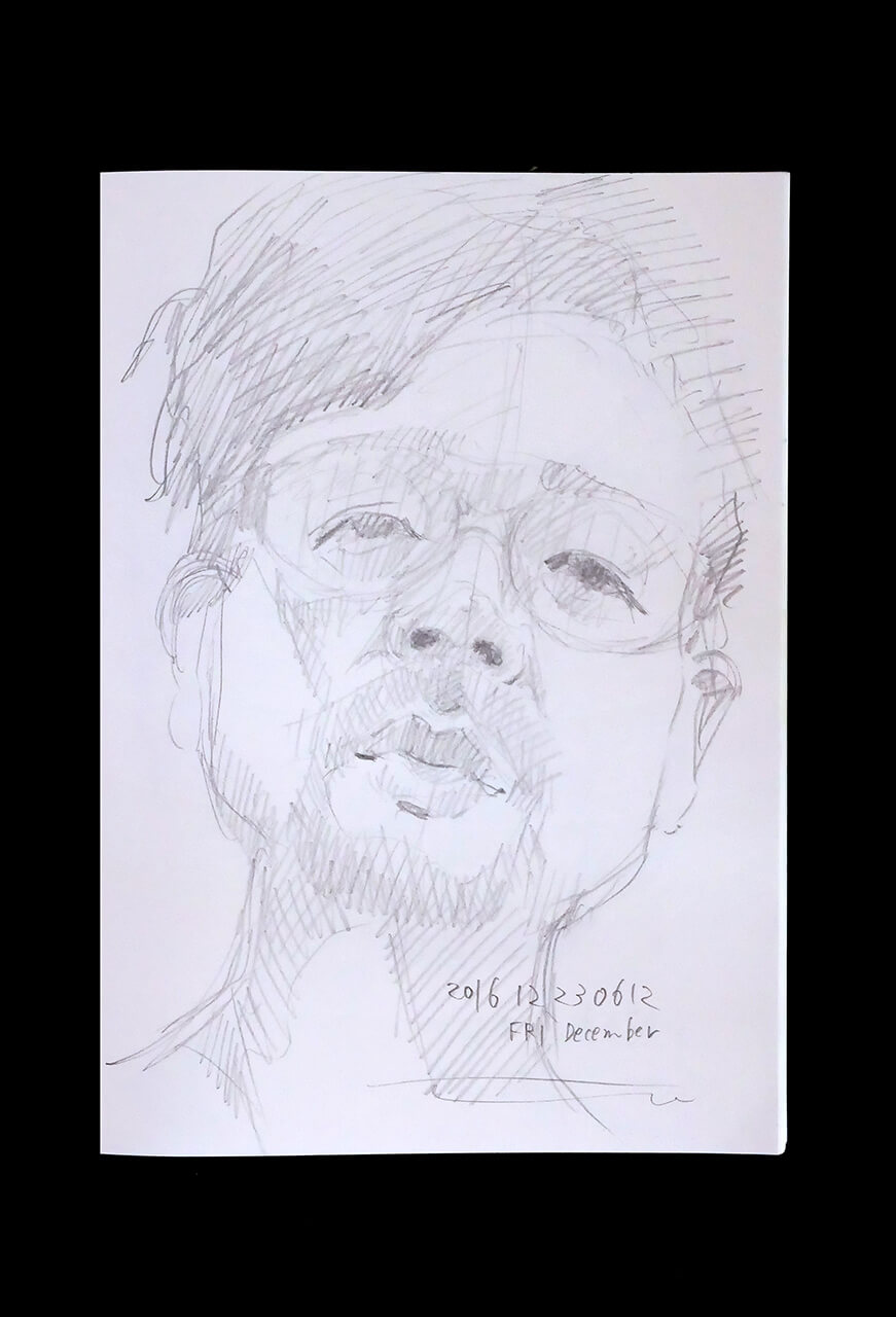 Contemporary artist SHINTAKU Tomoni's 2016/12/23 Self-portrait or pencil drawing