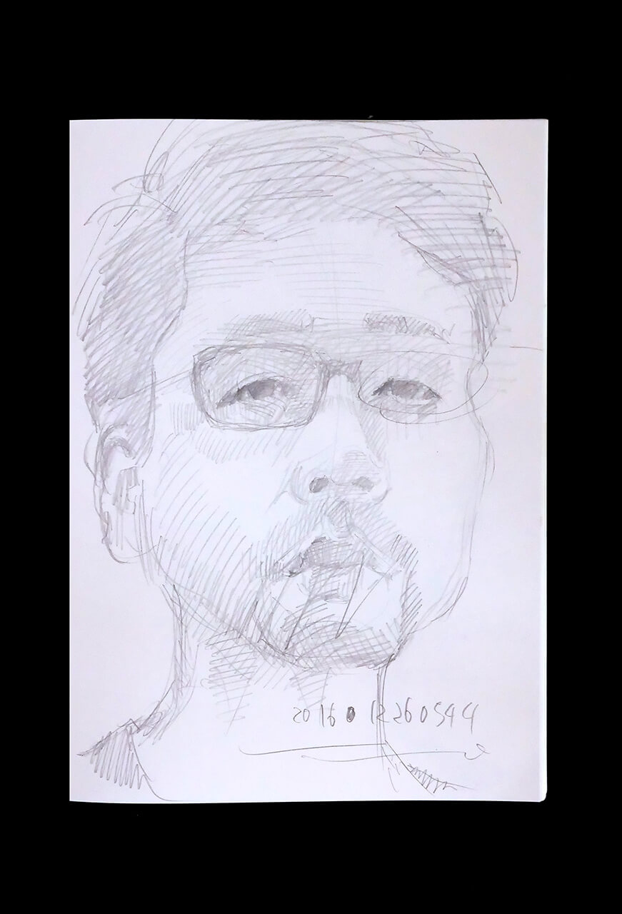 Contemporary artist SHINTAKU Tomoni's 2016/12/26 Self-portrait or pencil drawing