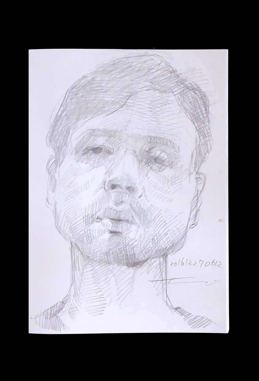 Contemporary artist SHINTAKU Tomoni's 2016/12/27 Self-portrait or pencil drawing