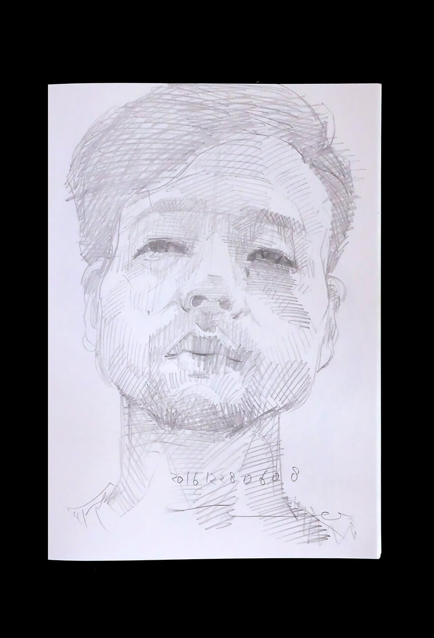 Contemporary artist SHINTAKU Tomoni's 2016/12/28 Self-portrait or pencil drawing