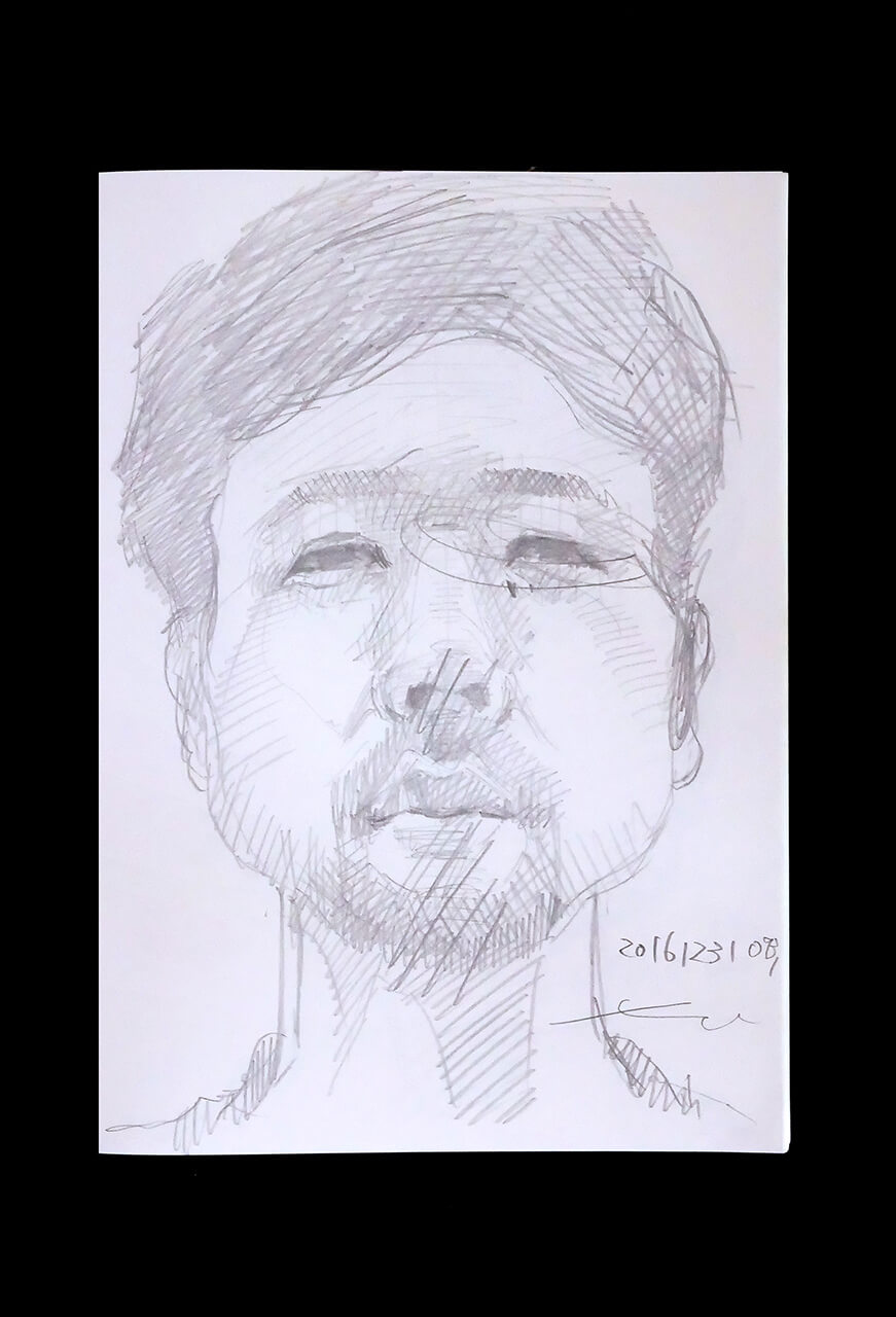 Contemporary artist SHINTAKU Tomoni's 2016/12/31 Self-portrait or pencil drawing