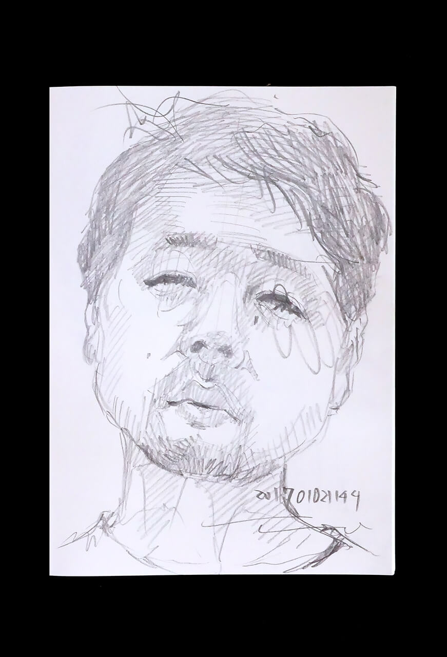Contemporary artist SHINTAKU Tomoni's 2017/1/2 Self-portrait or pencil drawing