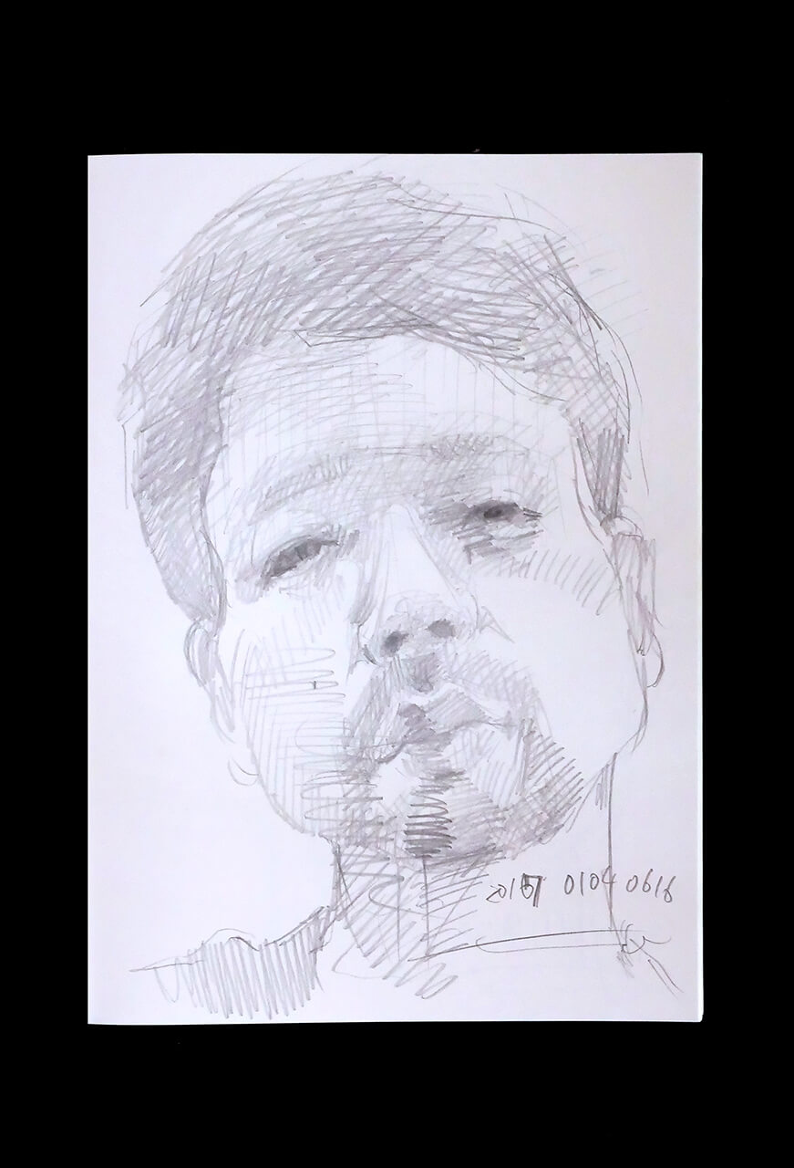 Contemporary artist SHINTAKU Tomoni's 2017/1/4 Self-portrait or pencil drawing