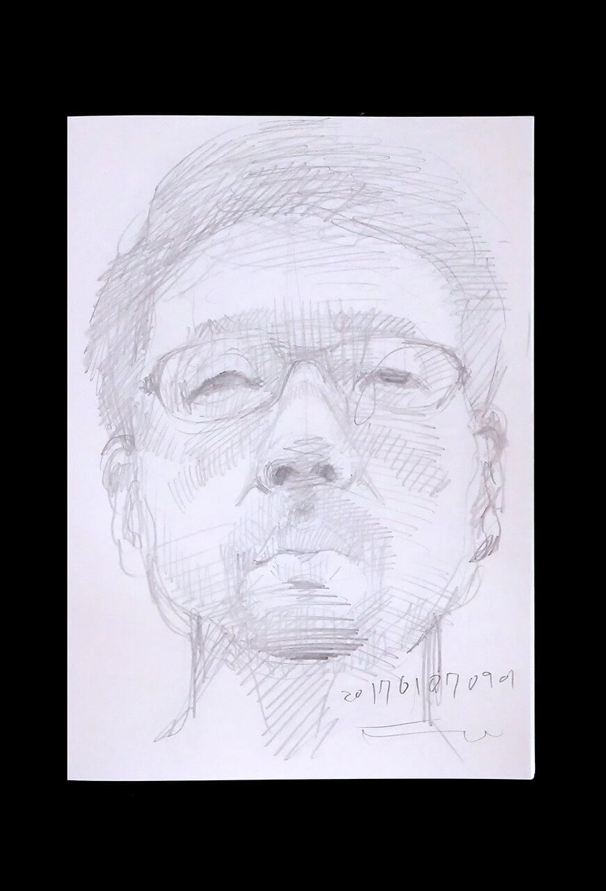 Contemporary artist SHINTAKU Tomoni's 2017/1/7 Self-portrait or pencil drawing