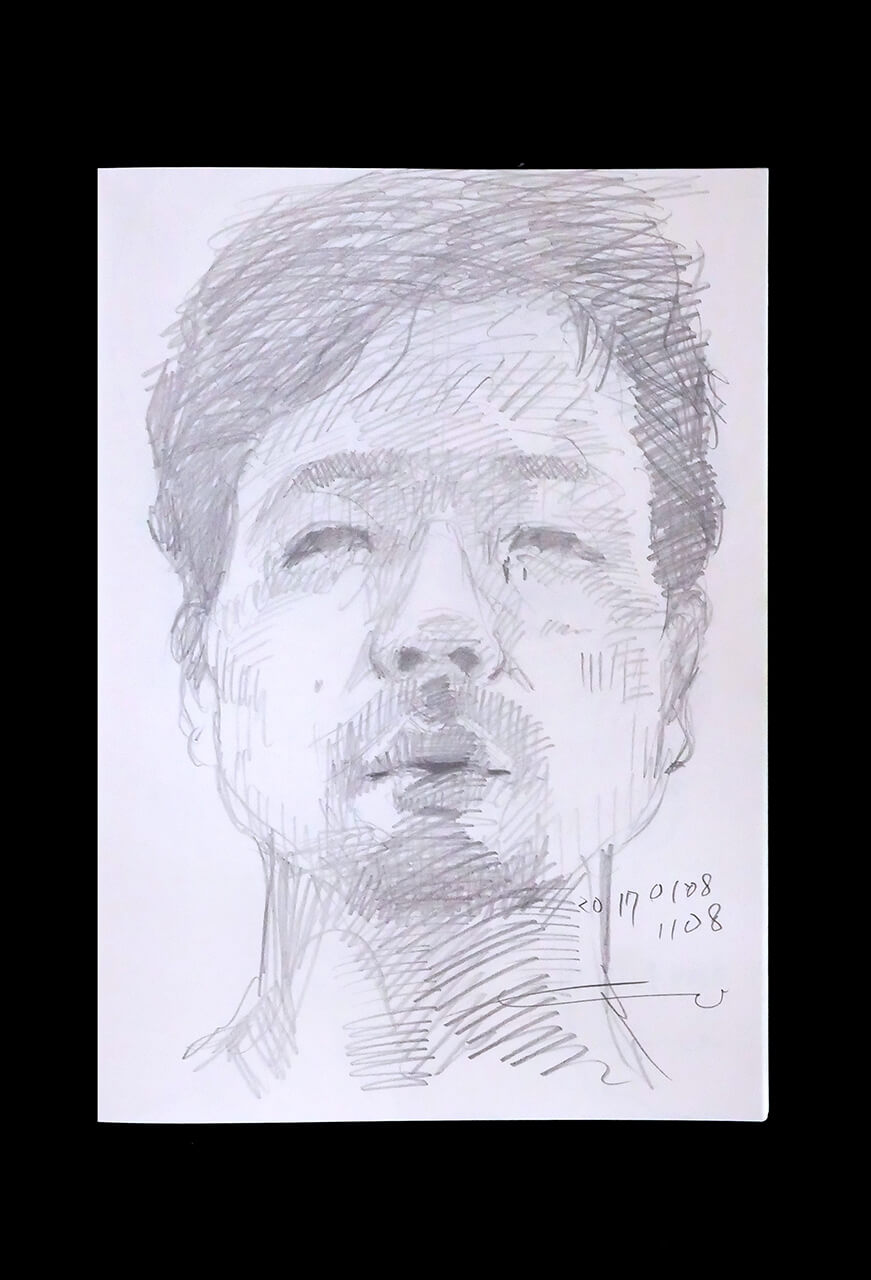 Contemporary artist SHINTAKU Tomoni's 2017/1/8 Self-portrait or pencil drawing
