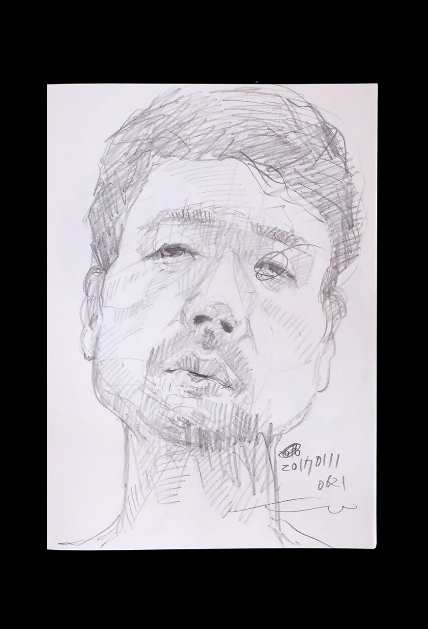 Contemporary artist SHINTAKU Tomoni's 2017/1/11 Self-portrait or pencil drawing