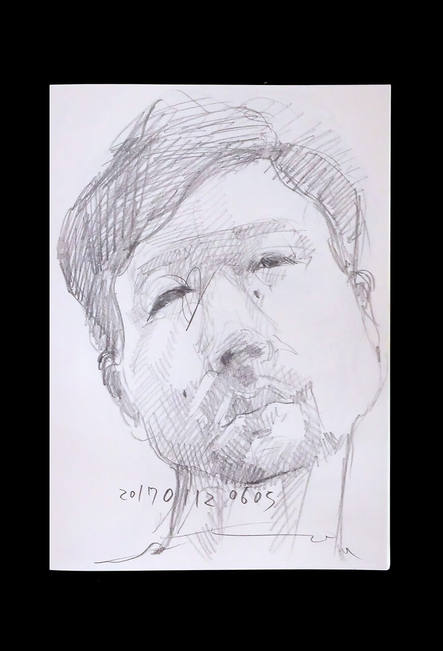 Contemporary artist SHINTAKU Tomoni's 2017/1/12 Self-portrait or pencil drawing