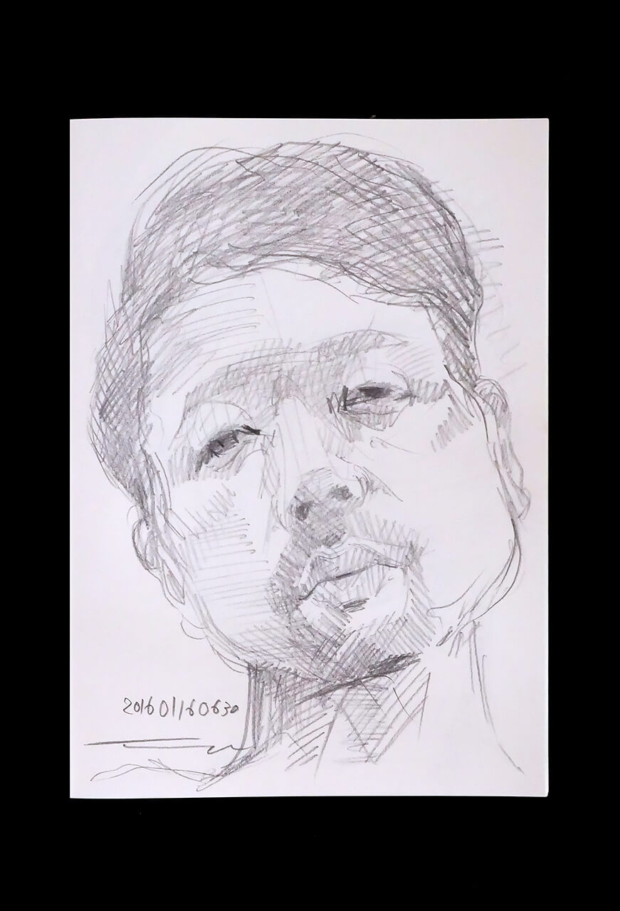 Contemporary artist SHINTAKU Tomoni's 2017/1/16 Self-portrait or pencil drawing