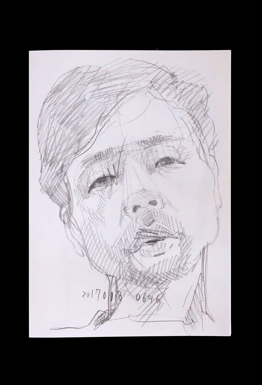 Contemporary artist SHINTAKU Tomoni's 2017/1/18 Self-portrait or pencil drawing