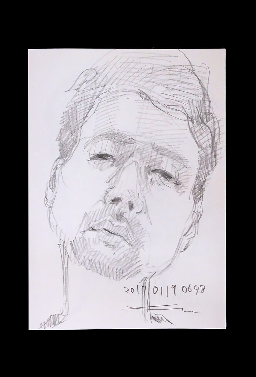 Contemporary artist SHINTAKU Tomoni's 2017/1/19 Self-portrait or pencil drawing