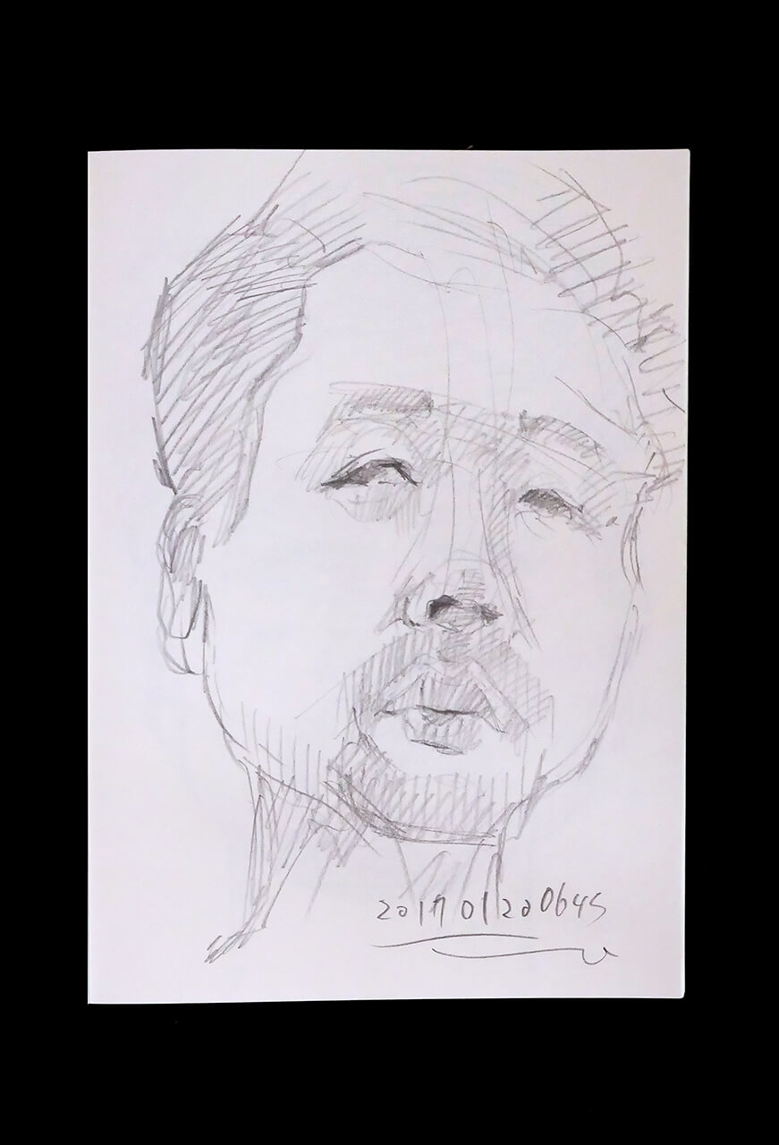 Contemporary artist SHINTAKU Tomoni's 2017/1/20 Self-portrait or pencil drawing