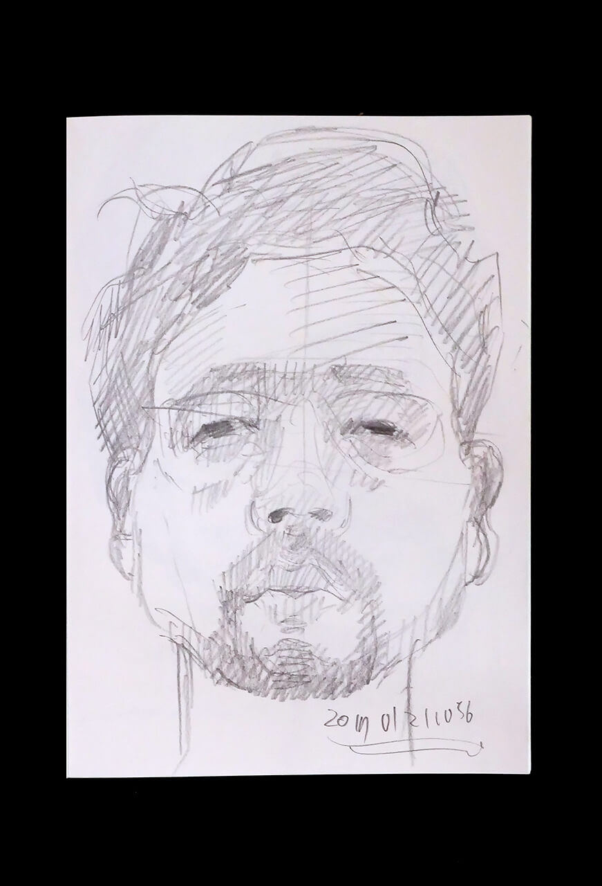 Contemporary artist SHINTAKU Tomoni's 2017/1/21 Self-portrait or pencil drawing