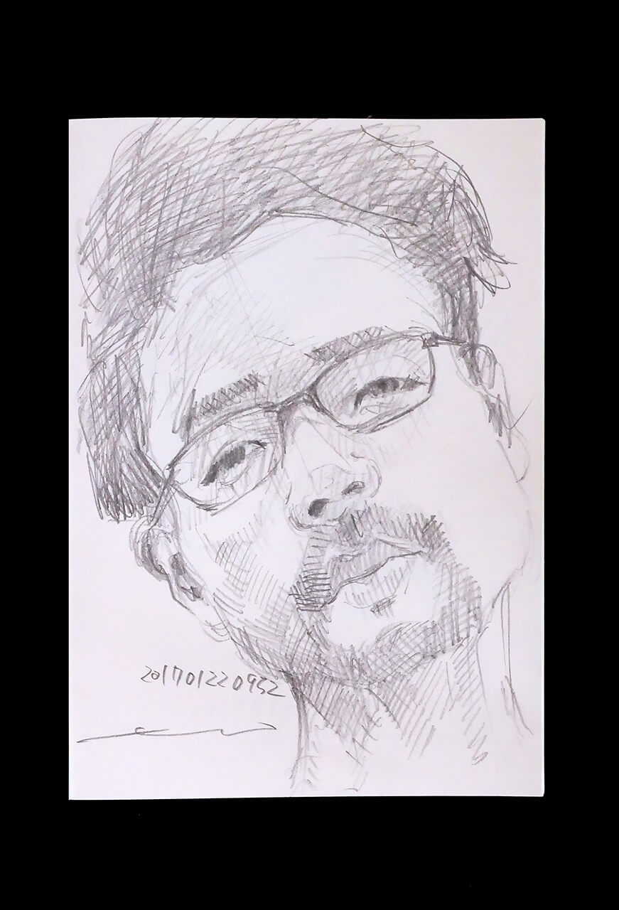 Contemporary artist SHINTAKU Tomoni's 2017/1/22 Self-portrait or pencil drawing