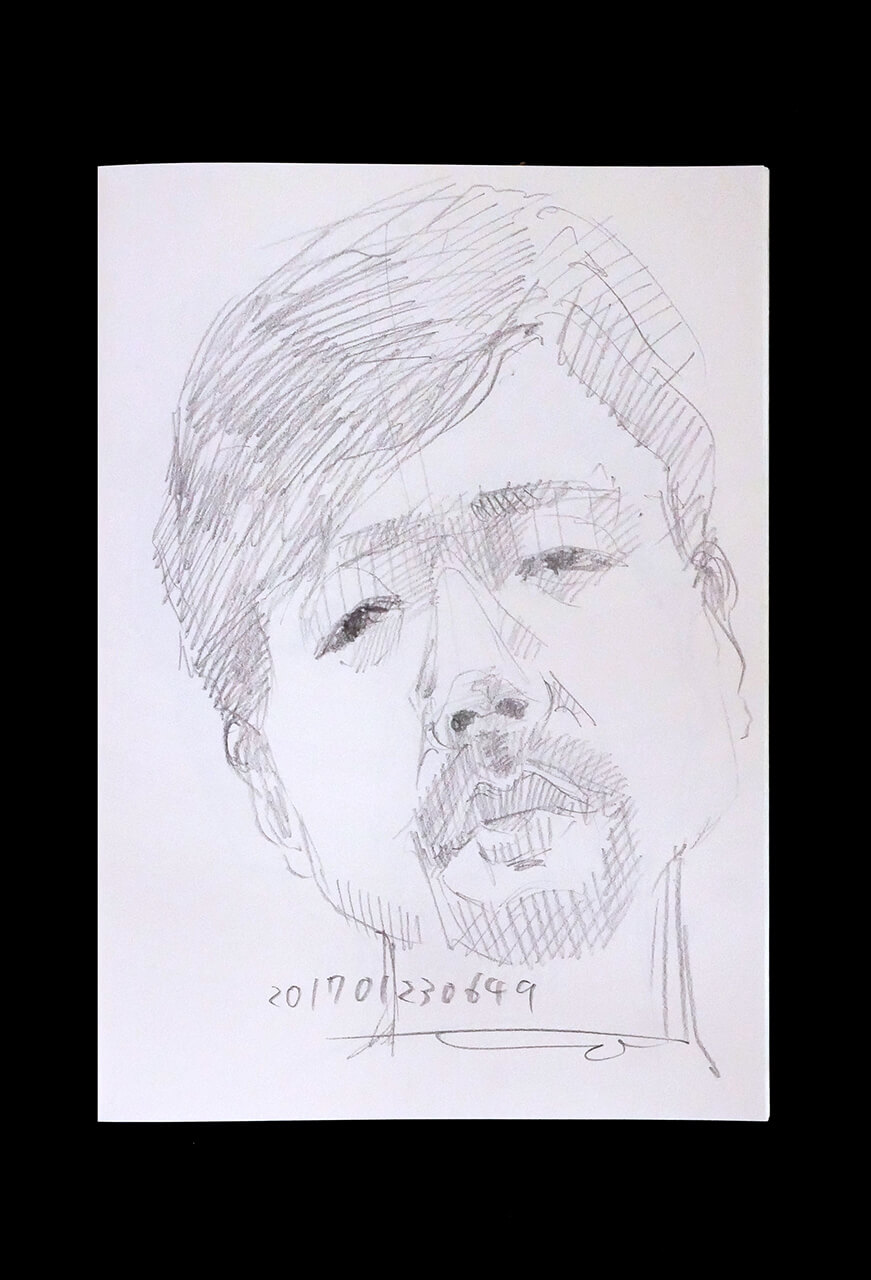 Contemporary artist SHINTAKU Tomoni's 2017/1/23 Self-portrait or pencil drawing