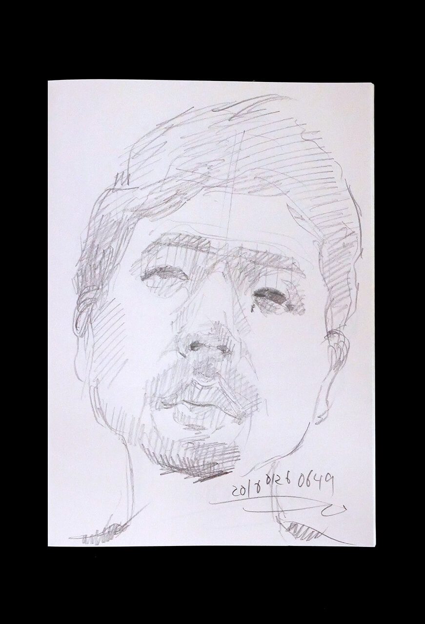 Contemporary artist SHINTAKU Tomoni's 2017/1/26 Self-portrait or pencil drawing