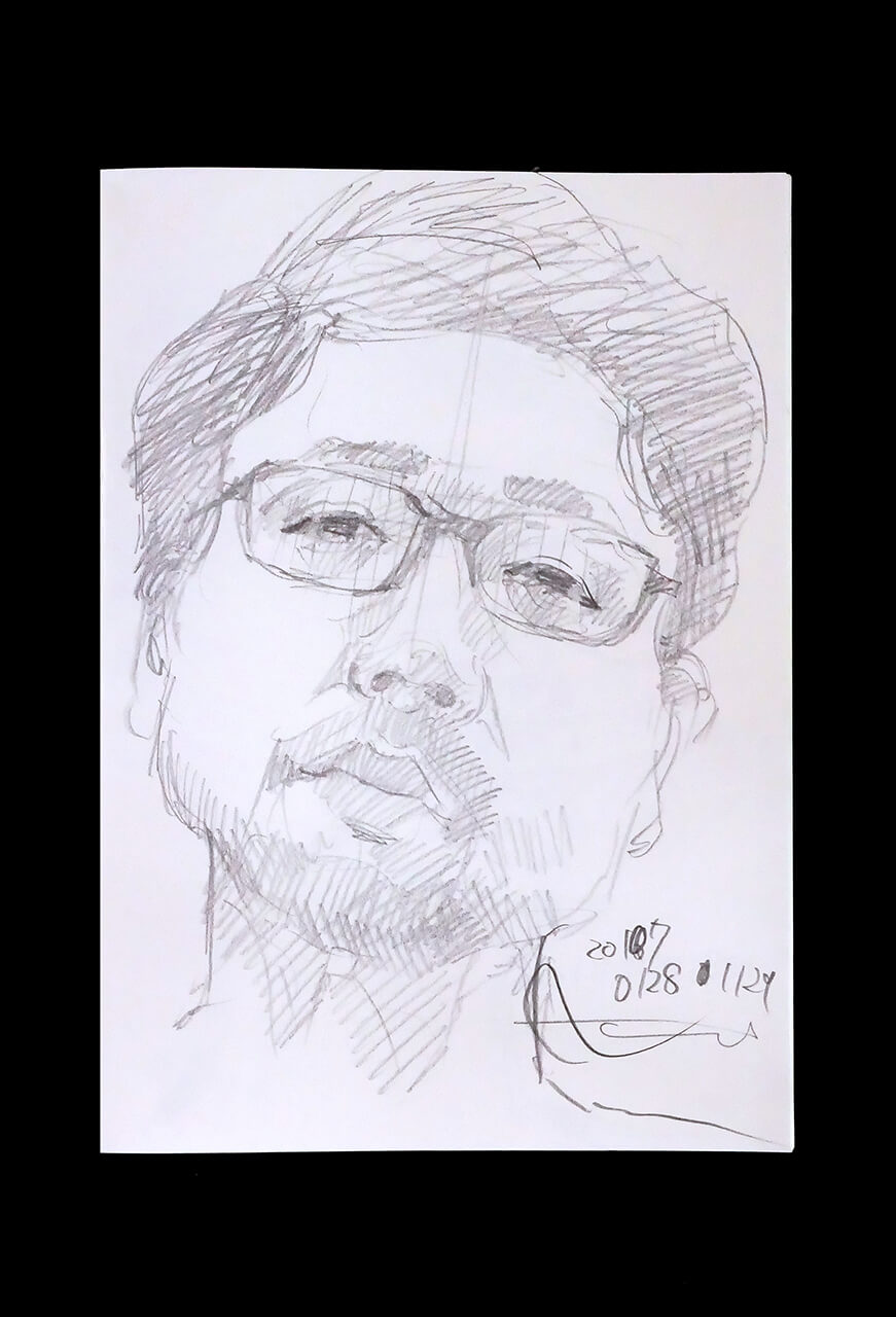 Contemporary artist SHINTAKU Tomoni's 2017/1/28 Self-portrait or pencil drawing
