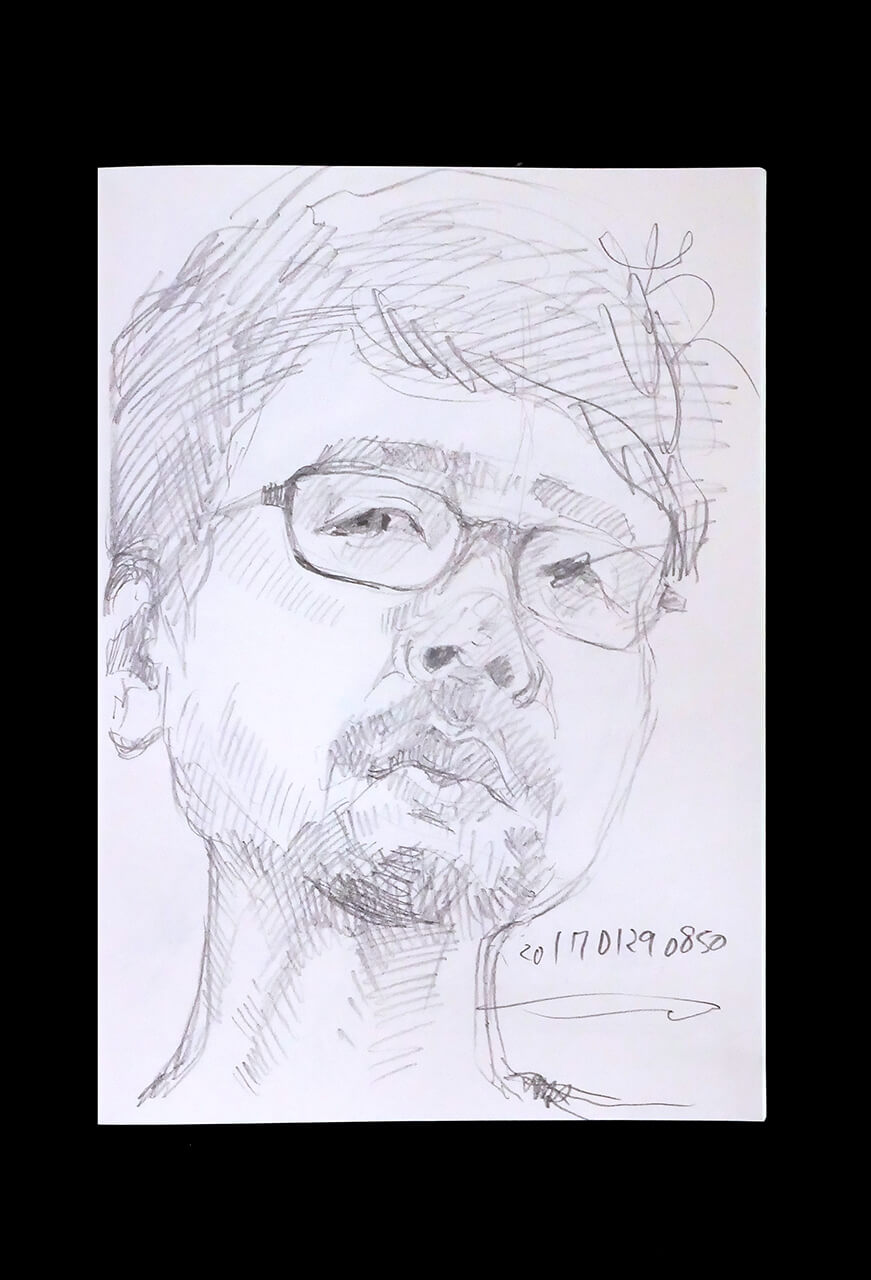 Contemporary artist SHINTAKU Tomoni's 2017/1/29 Self-portrait or pencil drawing