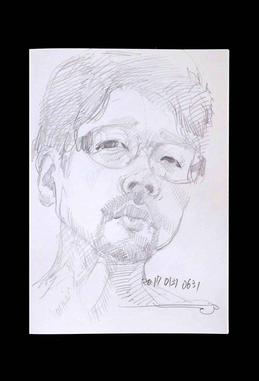 Contemporary artist SHINTAKU Tomoni's 2017/1/31 Self-portrait or pencil drawing