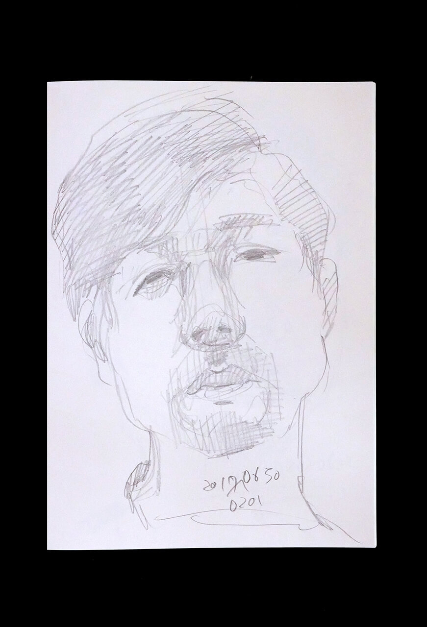 Contemporary artist SHINTAKU Tomoni's 2017/2/1 Self-portrait or pencil drawing