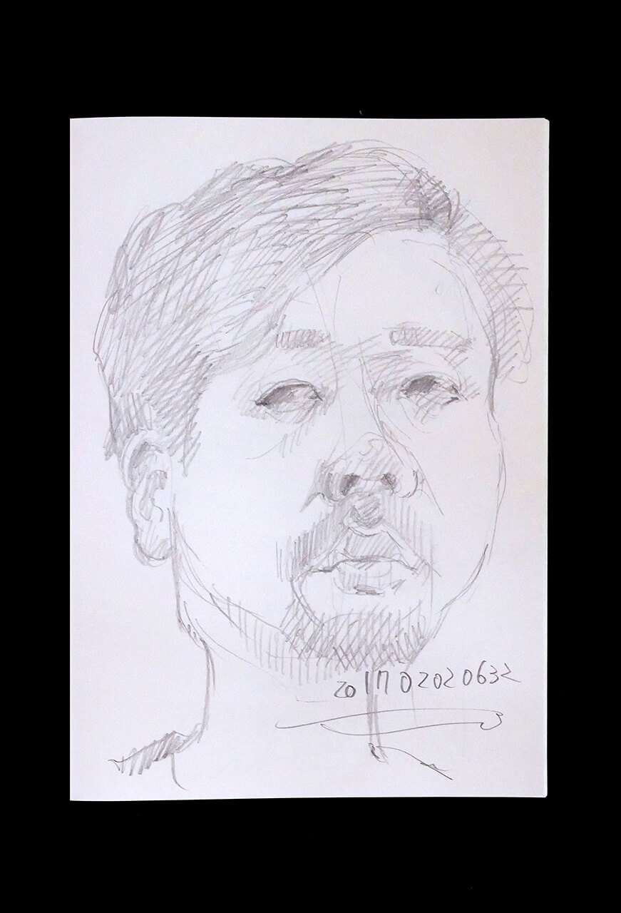 Contemporary artist SHINTAKU Tomoni's 2017/2/2 Self-portrait or pencil drawing