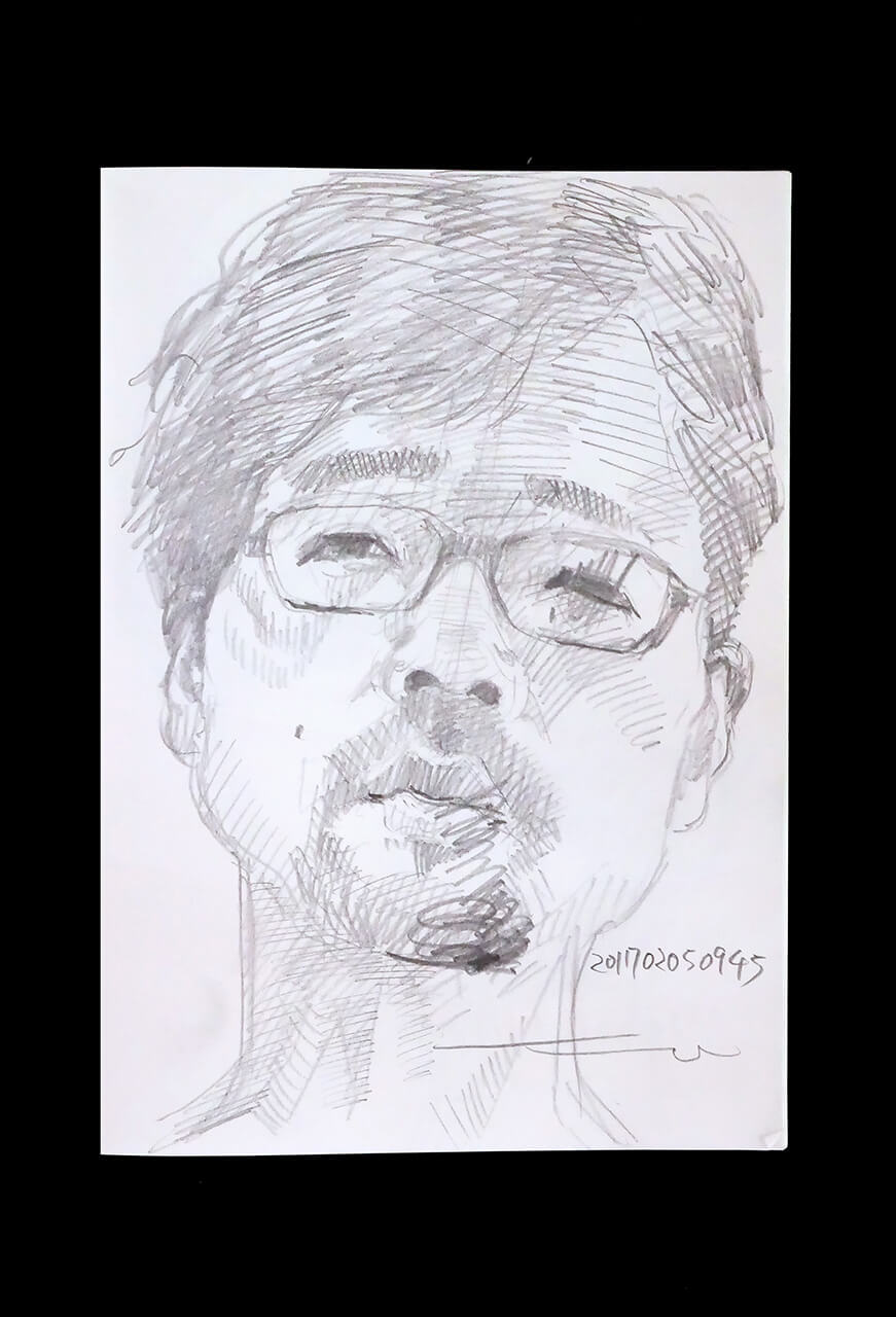 Contemporary artist SHINTAKU Tomoni's 2017/2/5 Self-portrait or pencil drawing
