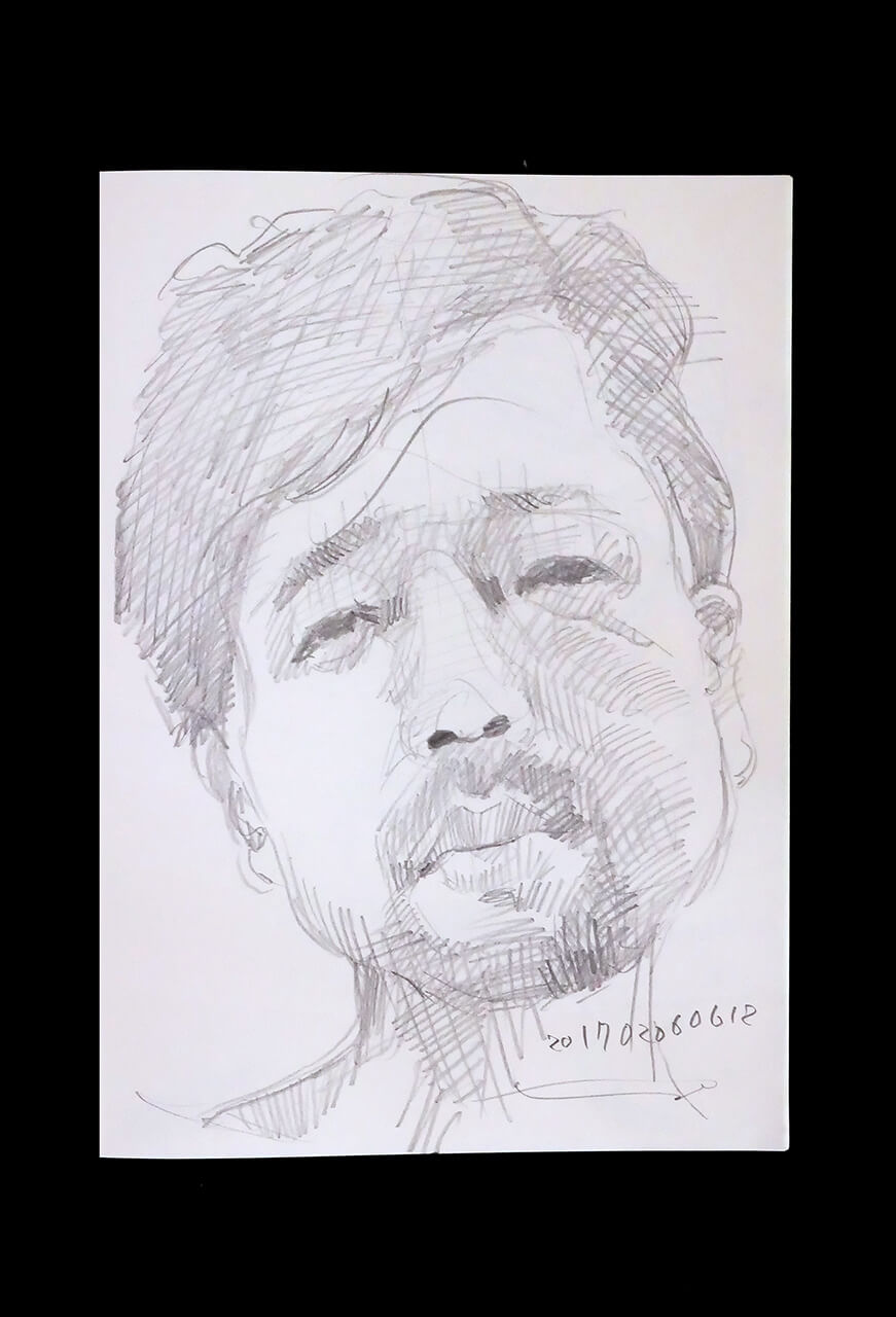 Contemporary artist SHINTAKU Tomoni's 2017/2/6 Self-portrait or pencil drawing