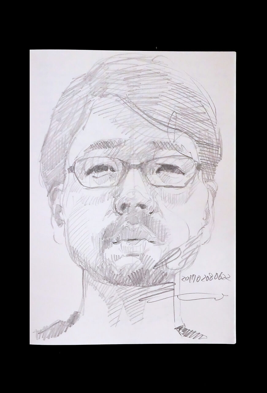 Contemporary artist SHINTAKU Tomoni's 2017/2/8 Self-portrait or pencil drawing