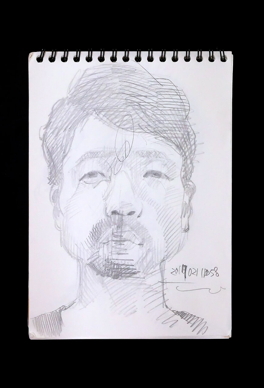 Contemporary artist SHINTAKU Tomoni's 2017/2/11 Self-portrait or pencil drawing